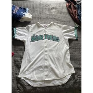 RARE Ken Griffey Jr Seattle Mariners Majestic Jersey White MLB Sewn Men XL